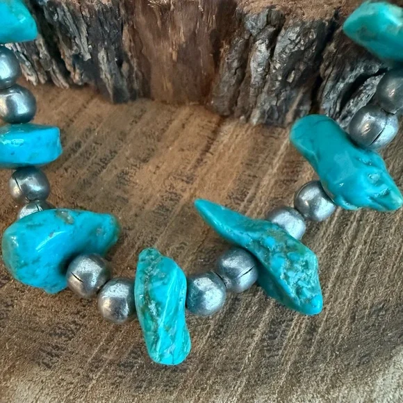 Native American Style Turquoise and Sterling Silver Necklace - Picture 7 of 11
